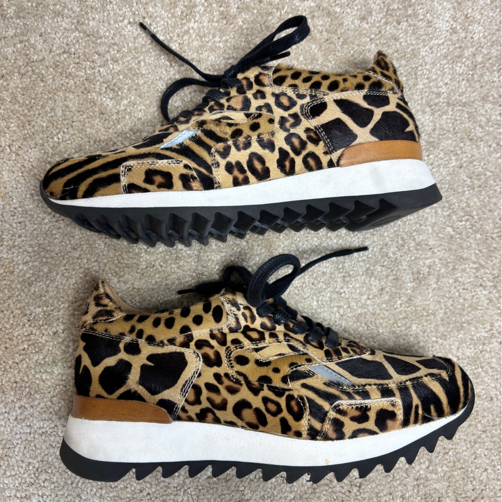 Greats x Nick Wooster Pronto Calf Hair Leopard Print Sneakers Size 38.5 - Picture 7 of 13